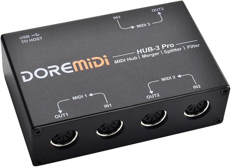DOREMiDi MIDI HUB-3 Pro box Support MIDI Routing Filtering Merging Splitting (HUB-3 Pro) - Image 1